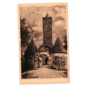 Rothenburg O Tauber Burgtor Gateway Vintage Postcard Illustration Gerling Darmst